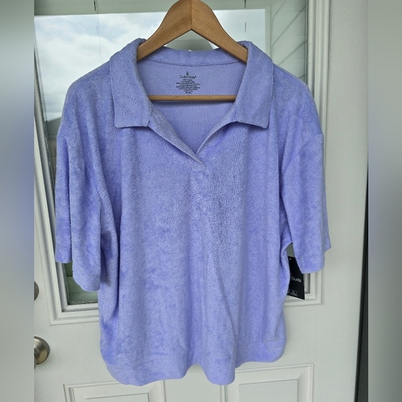 Cuddl Duds Purple Sweatshirt Sz L Women Short Sleeve Relaxed Top Fluffy New - Picture 4 of 9